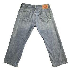 Levis 505 Jeans Mens 34x23 Light Wash Blue Straight Leg Cotton Denim Mid‎ Rise